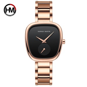 Reloj de Cuarzo Hannah 2023 HM-1251 para Mujer, con Correa de Malla Milanesa de Acero Fino, Diseño Creativo de Dos Agujas Tipo <span class=keywords><strong>Medio</strong></span> Barril de Vino - Product Image 1