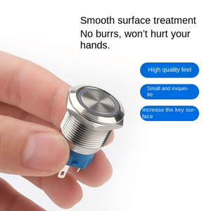 Interrupteur combiné 220V 3A, 1NO, protection IP67, bouton en acier inoxydable de 12 mm, tête plate, anneau lumineux LED - Product Image 2