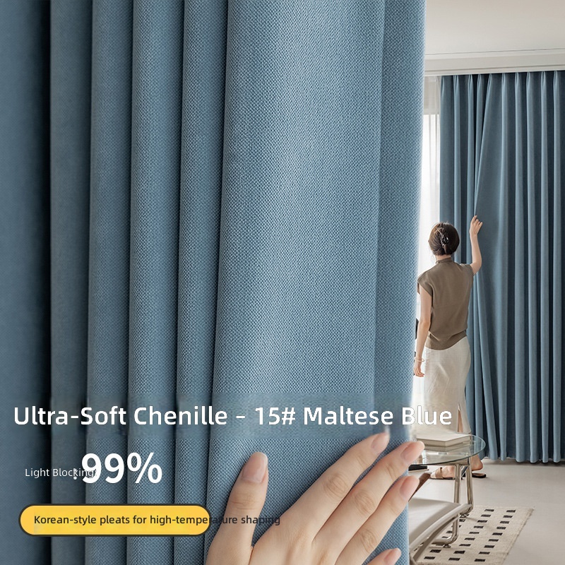 Chenille super douce à ombrage total 15 bleu maltais
