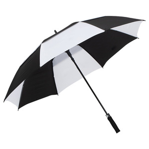 Parapluie de golf à double couche 8 baleines avec logo personnalisé, grand format, ouverture automatique, motif à carreaux, manche droit, idéal pour événements et cadeaux d'entreprise - Product Image 6