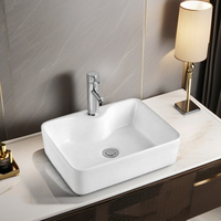Offre Spéciale design moderne carré céramique sanitaire monotrou monté évier de table couleur noir mat importé pour la salle de bain