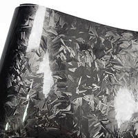 Autocollants de voiture en PVC chromé brillant, fibre de carbone forgée noire, adhésif faiblement collant, garantie 5 ans pour véhicule