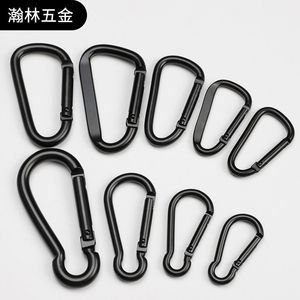 Hanlin Hardware D Shape Aluminum Alloy Carabiners Black 20Kg Load Outdoor Use - Product Image 1