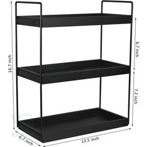 Comptoir organisateur de salle de bain à 3 niveaux, étagère de comptoir de salle de bain en bambou, organisateur de rangement de comptoir de salle de bain - Product Image 2