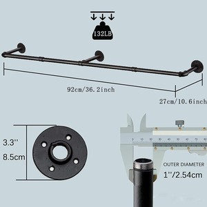 JIN MAI <strong>Clothes</strong> <strong>Rail</strong> <strong>Wall</strong> Mounted Industrial Hose Style <strong>Clothes</strong> <strong>Rail</strong> Space Saving Removable <strong>Clothes</strong> Rack - Product Image 2
