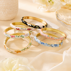 Factory Wholesale Children's Fashionable Retro Style Chinese-Style Zinc Alloy Enamel Flower Design Silk Thread Inspired <b>Bangles</b> - Product Image 1