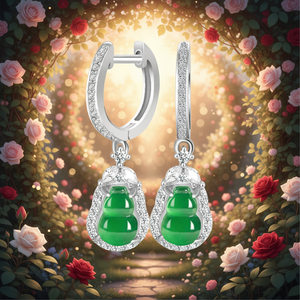 ต่างหูหยกเจไดต์สีเขียวเกรด A แท้ธรรมชาติ ดีไซน์ลายเกลียว หยกเกรดไอซ์ ประดับเงิน S925 ต่างหูผู้หญิงระดับไฮเอนด์ - Product Image 5