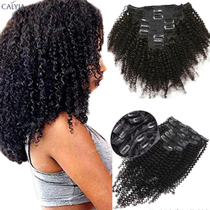 Kinky xoăn clip trong phần mở rộng tóc calyia 3C 4A afro kinky xoăn clip trong phần mở rộng tóc người phụ nữ 120 gam/bộ Clip-trong đầu đầy đủ - Product Image 1
