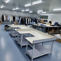 Table d'inspection en forme de U pour suspendre les vêtements |   Banc d'inspection industriel avec panneau latéral en maille pour les usines de vêtements