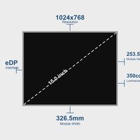 Módulo LCD TFT XGA BOE DV150X0M-N12 de 15.0 Pulgadas, 1024x768 EDP, 350cd/m2, ADS, 89° de Ángulo de Visión, Temperatura Amplia -20~70°C, Panel de Pantalla Industrial