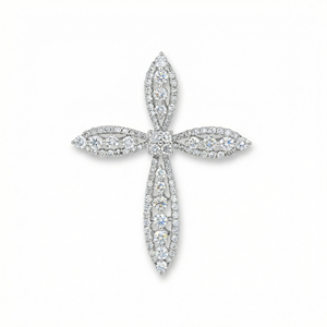 สร้อยคอจี้รูปกางเขนแบบคลาสสิก ชุบทองคำขาว 10K/14K/18K ประดับเพชร CVD ผลิตในห้องปฏิบัติการ ของขวัญสำหรับโอกาสพิเศษ - Product Image 1