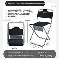 Aluminiumlegierung 600D Oxford-Stoff Klappstuhl mit Erhöhter Rückenlehne Ultraleicht Tragbar für Outdoor Reisen Strand Angeln