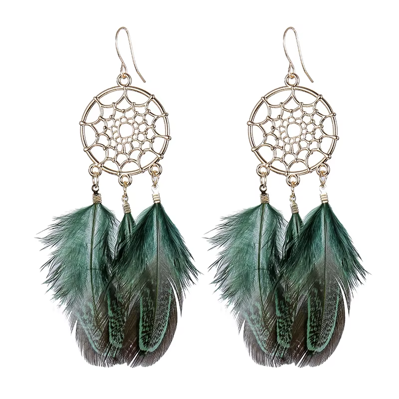 Fashion Bohemian Leaf Pendant Dreamcatcher Necklace
