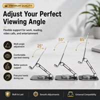 Nouveau support pour ordinateur portable en métal argenté, réglable multi-angles, conforme aux normes CE et RoHS, compatible avec les bureaux d'éducation et les tablettes
