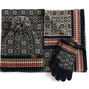 Chapeaux Design personnalisé <span class=keywords><strong>avec</strong></span> Logo personnalisé, écharpe tricotée Jacquard 3 pièces, <span class=keywords><strong>bonnet</strong></span> d'hiver, chapeaux écharpe <span class=keywords><strong>gants</strong></span> ensemble - Product Image 4
