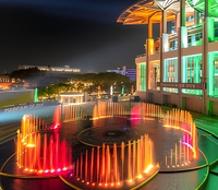 Fontaine musicale circulaire extérieure à jets multiples, LED RGB, eau dansante, acier inoxydable, contrôle programmable, durable
