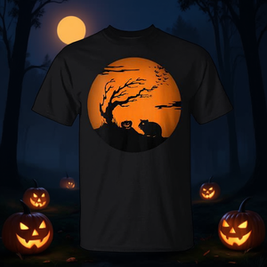 Camiseta de Halloween para hámster sirio, diseño de árbol para gatos con luna llena, color negro - Product Image 3