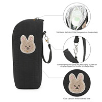Sac isotherme en aluminium de qualité supérieure pour biberon en coton pur, pochette suspendue pour poussette avec imprimé lapin mignon pour le stockage du lait maternel