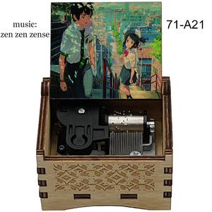 Boîte à musique en bois à remonter à 18 notes, anime Your Name Kimi No Na Wa <span class=keywords><strong>Zen</strong></span> <span class=keywords><strong>Zen</strong></span> <span class=keywords><strong>Zense</strong></span>, mouvement de boîte à musique, mélodie, fans, amis, cadeau vintage - Product Image 1