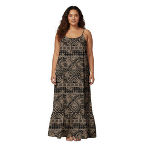 Vestido Largo de Moda Aloha de Island Custom Clothes para Mujer, Vestido Holgado de Sirena Samoana, Vestidos Halter Polinesios para Mujer, Tapa - Product Image 3