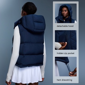 Roregal vêtements d'extérieur femmes hiver 90% duvet de canard blanc 4 panneaux gilet bouffant chaud coupe-vent à capuche <span class=keywords><strong>sans</strong></span> manches <span class=keywords><strong>doudoune</strong></span> - Product Image 2