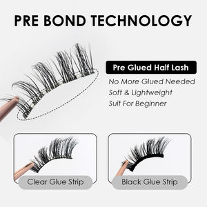 Cils pré-collés faits à la main Thamel en gros, auto-adhésifs, en fibre végétale, effet 3D, sans cruauté, bande en coton noir - Product Image 5