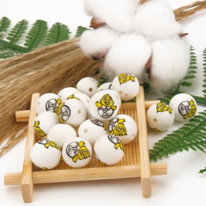Perles focales en silicone en forme de souris, motif petit canard jaune de dessin animé, pour colliers de dentition, breloques à mâcher DIY, jouets sensoriels et stylos - Product Image 2