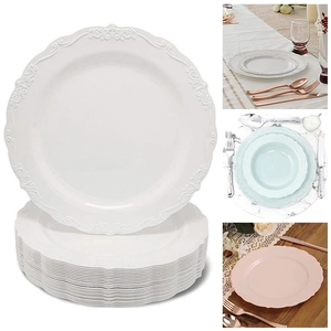Vente en gros de vaisselle de fête d'anniversaire de mariage de 7.5/9/10 pouces, assiettes à dîner en plastique jetables - Product Image 2