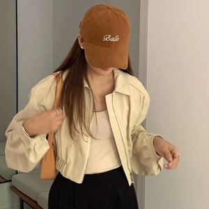 Casquette de baseball unisexe coréenne en PVC anti-UV, style Cheese Shop~, à visière souple, utilisable quatre saisons, design 6 panneaux pour un effet visage plus fin - Product Image 3