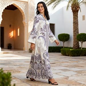 New Design Dubai Style High Quality Fabric Long Fashion Modest <b>Dress</b> Sequins Abaya for Muslim Women Supplier - Product Image 4