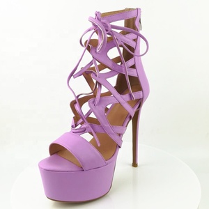 Sexy Hollow Out Back Zip Platform Thin Heel Women <b>Sandals</b> Round Toe Summer Dress Shoes for Lady Dating Shoes Big Size 47 - Product Image 3