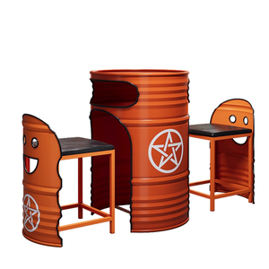 Công Nghiệp Gió Ngoài Trời Bàn Ghế Kết Hợp Sáng Tạo Sắt Thẻ Ghế Dầu Xô Cho Bar Cà Phê Cửa Hàng Thịt Nướng Đồ Nội Thất Bộ - Product Image 6