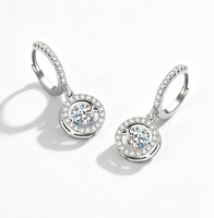 Boucles d'oreilles pendantes créoles en argent sterling 925 pour femme, avec moissanite scintillante, bijoux de mode pour le quotidien et les mariages