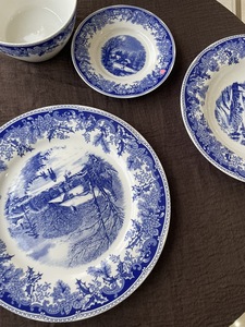 จานสเต็กเคลือบลายวิวหิมะฤดูหนาวสไตล์คันทรีอเมริกัน จานอาหารค่ำ จานพาสต้า ถ้วยกาแฟพร้อมจานรองสำหรับน้ำชายามบ่าย - Product Image 3