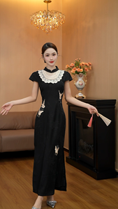 Vestido Qipao Xia Ri Li <span class=keywords><strong>Lian</strong></span> 3890, Vintage, con Mariposas, para Uso Diario - Product Image 3