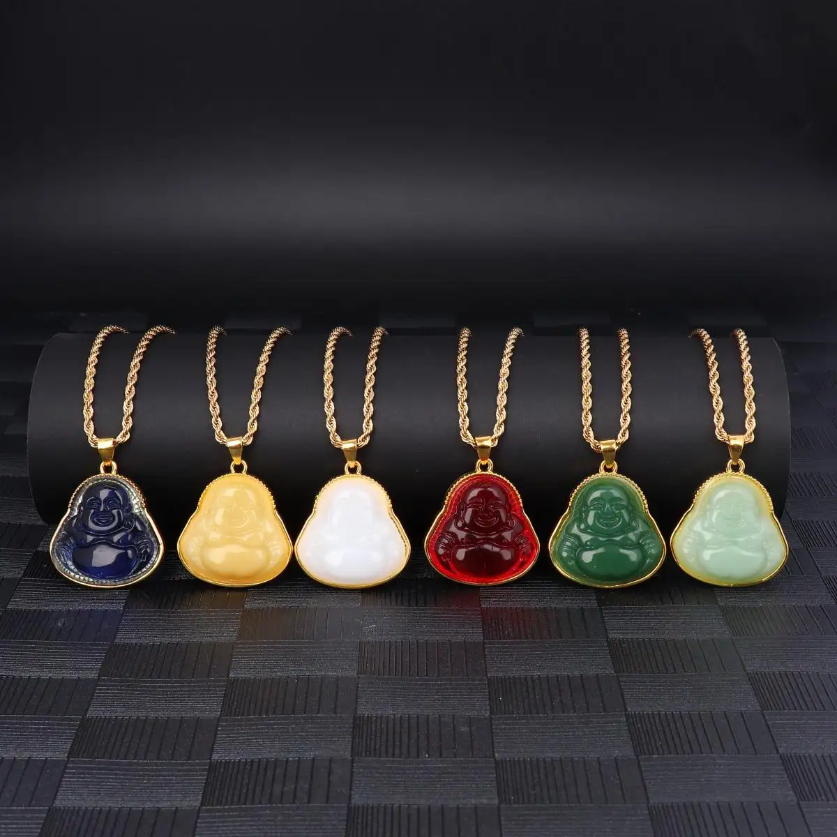 New Model Simple Style China Traditional Real Gold Plated Natural Stone Jade Buddha Pendant Necklace For Men Jewelry