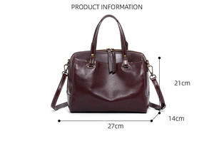 Sac à main en cuir véritable imperméable pour femmes, sac à main de luxe de créateur, grand sac fourre-tout à bandoulière marron - Product Image 2