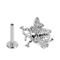 Haute poli interne fileté oreille Tragus mode lèvre Piercing anneau bijoux abeille Top Labret