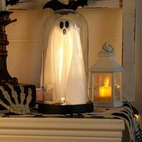Decoración de Halloween TSINYE, Fantasma Iluminado en Campana de Cristal, Lindo Fantasma con Luz para el Hogar, Cocina, Repisa, Mesa, Decoración de Fiestas