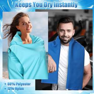 Serviette de sport rectangulaire en microfibre à séchage rapide pour adultes, en polyester et nylon, couleur unie, ensemble de serviettes de bain - Product Image 3