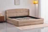Lit rembourré au design moderne 2026, mobilier de chambre simple, lit en bois, vente en gros directe usine