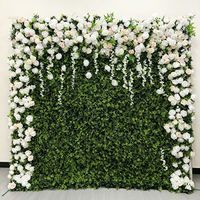 Backdrop dinding bunga sutra gulung berkualitas tinggi, warna-warni, ukuran 8ft x 8ft, buatan tangan, untuk pernikahan, Natal, kembali ke sekolah, indoor/outdoor