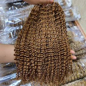 Nouvelles extensions de cheveux humains brésiliens Remy pré-bouclées, double épaisseur, décolorées et teintes, pour tresses au crochet micro-anneau DIY 2026 - Product Image 2