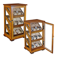 Boîte de rangement en bois massif plaqué, organisateur à 3 plateaux et 18 emplacements, vitrine pour montres