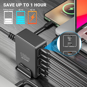 EU/US 120W High-Power Multi-Functional Portable 3 <strong>USB</strong>-C 3 <strong>USB</strong> a Charger for Camera <strong>Phone</strong> Computer &amp; Desktop with 110-240V <strong>Input</strong> - Product Image 3