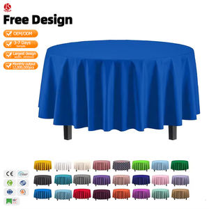 Cubiertas de mesa de color sólido personalizadas para eventos, cubiertas de mesa de plástico desechables redondas impresas para decoración de fiesta de cumpleaños - Product Image 1