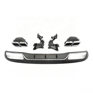 Diffusore Posteriore Inferiore C63 con Terminali di Scarico per <span class=keywords><strong>Mercedes</strong></span> Benz <span class=keywords><strong>Classe</strong></span> C W205 2015 Normale Exclusive Avant Nero Argento - Product Image 1