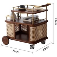 Chariot de rangement multifonctionnel autoportant en bois massif laqué, style antique, durable, pour salon, petit modèle