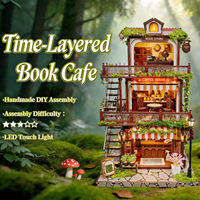 Kit Fai-da-te Casetta delle Bambole in Miniatura in Legno a Strati Temporali, Puzzle 3D da Assemblare, Inserto per Scaffale Book Nook con Luce LED