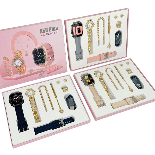 Top Sales Men Women Smart Watch Gift 7 in 1 Gift Box Set Earrings Bracelets Rings Sports Smartwatch Great Value Holiday Gift Set
